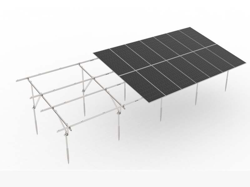 Structures de montage solaire au sol avec pieux vissés au sol