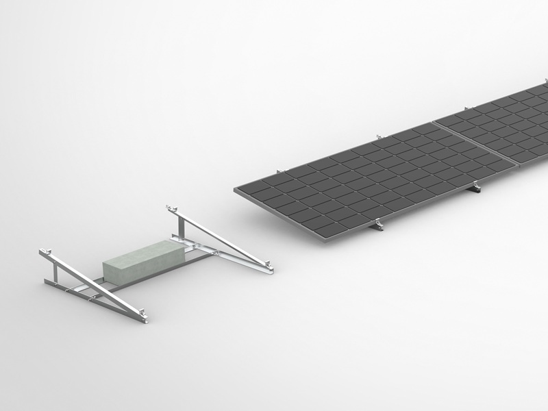 système de montage solaire sans pénétration pour toiture plate avec support lesté