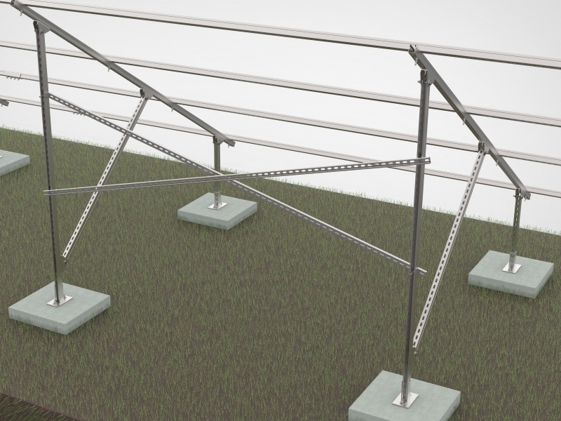 Structures de montage solaire à profilés en U Unistrut avec fondation en béton