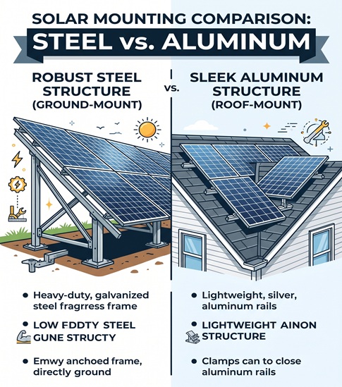 Structures de montage solaire en acier ou en aluminium : laquelle est la mieux adaptée à votre projet ?